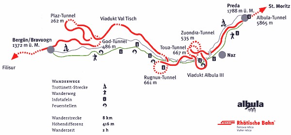 Valle de l'Albula, ,  Bernina Express, Glacier Express - Rhtische Bahn, Chemins de fer rhtiques