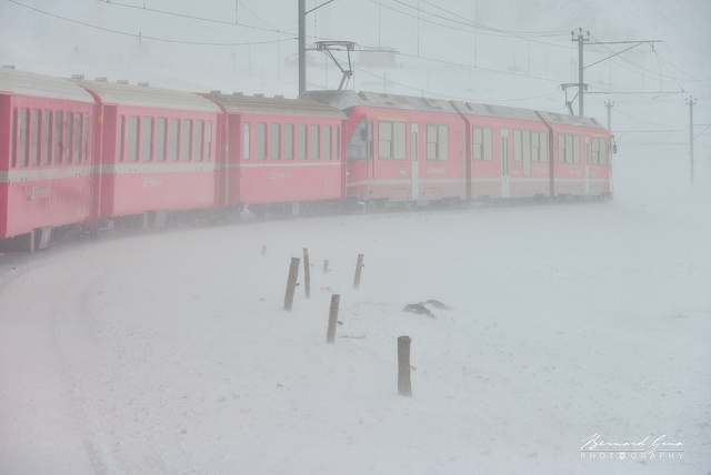 Train dans le blizzard du Lac Blanc vers le col de la Bernina 12:35  Bernard Grua